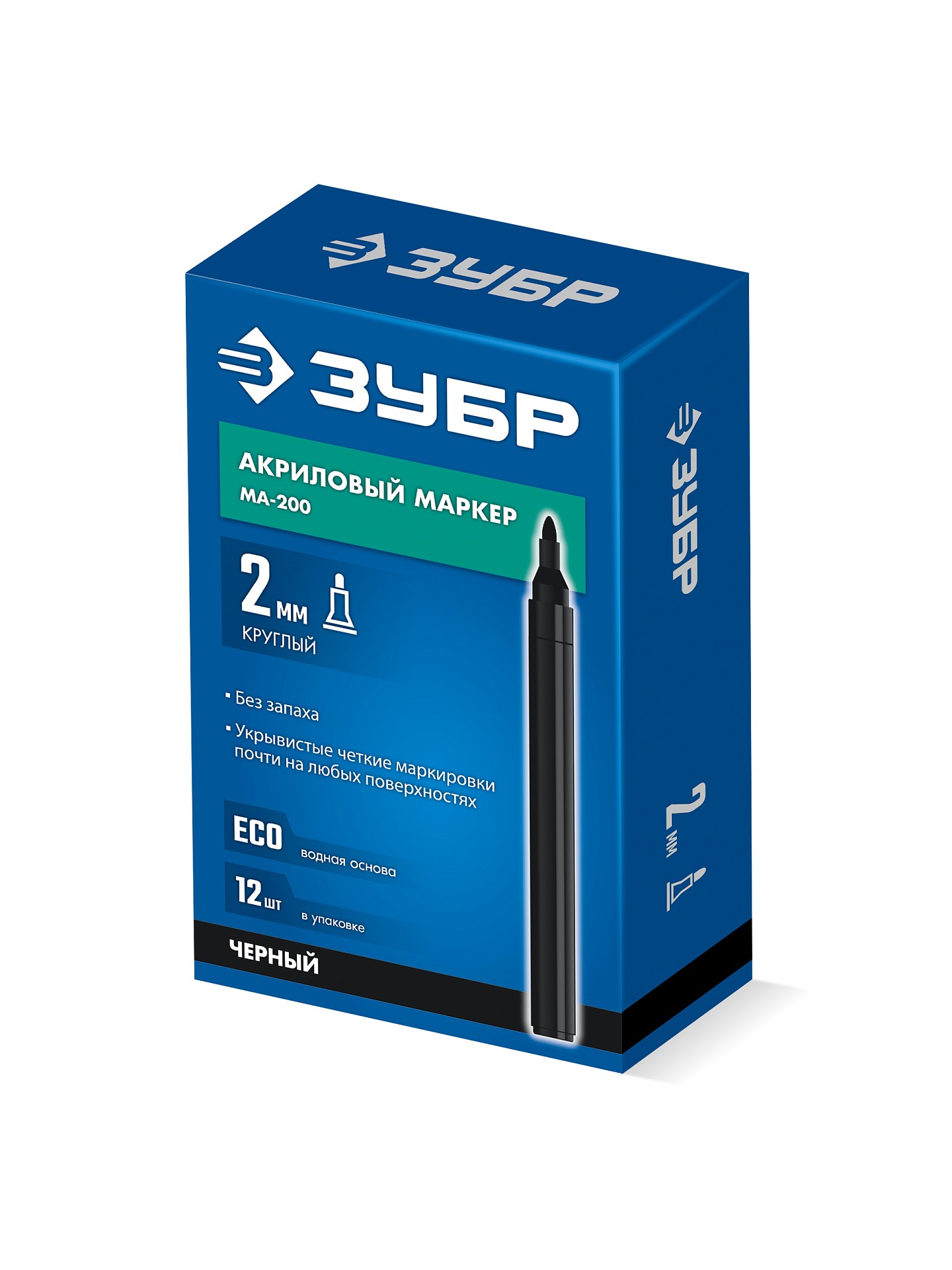 ЗУБР МА-200 черный, 2 мм акриловый маркер (06337-2)