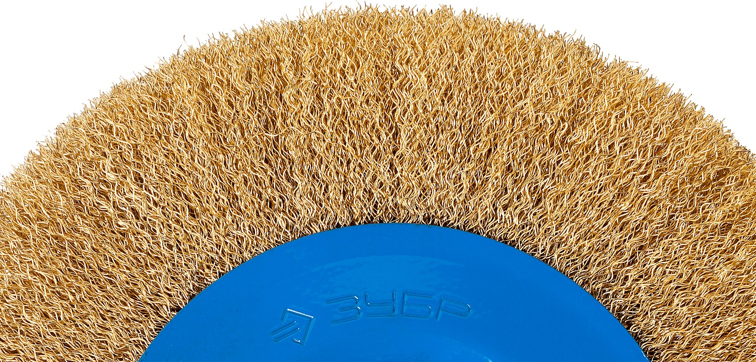 ЗУБР 200 мм, витая стальная латунированная проволока 0.3 мм, щетка дисковая для УШМ, Профессионал (35186-200)