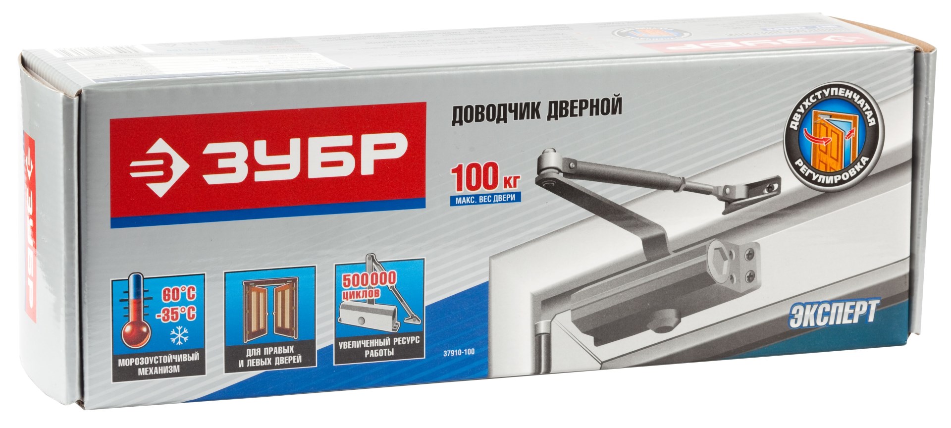 ЗУБР до 100 кг, цвет серебро, дверной доводчик, Профессионал (37910-100)