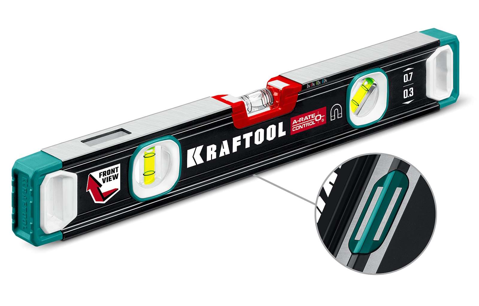KRAFTOOL A-RATE CONTROL, 400 мм, точность 0.3 мм/м, с зеркальным глазком, сверхпрочный магнитный уровень (34988-40)