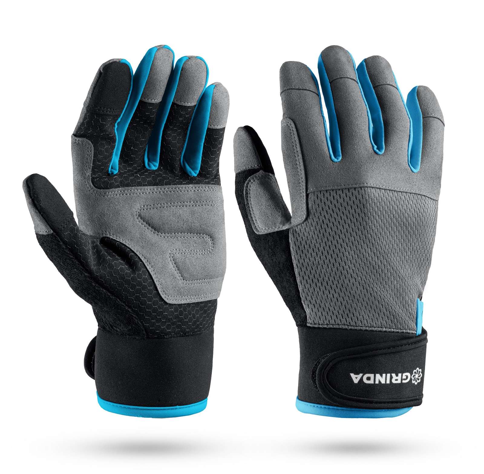 GRINDA FLORA, S (7), садовые перчатки из искусственной кожи с усиленным наладонником и кончиками пальцев, противоскользящие, PRO Line (1138-S)