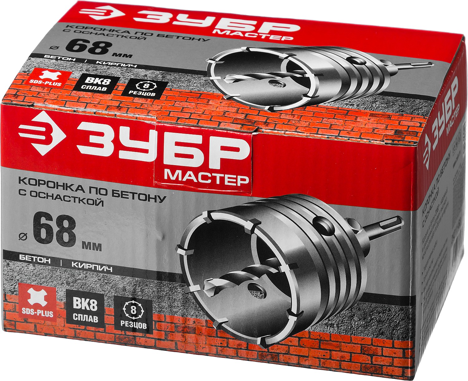 ЗУБР 68 мм, SDS - Plus, 8Т, коронка по бетону с оснасткой (29211-68)