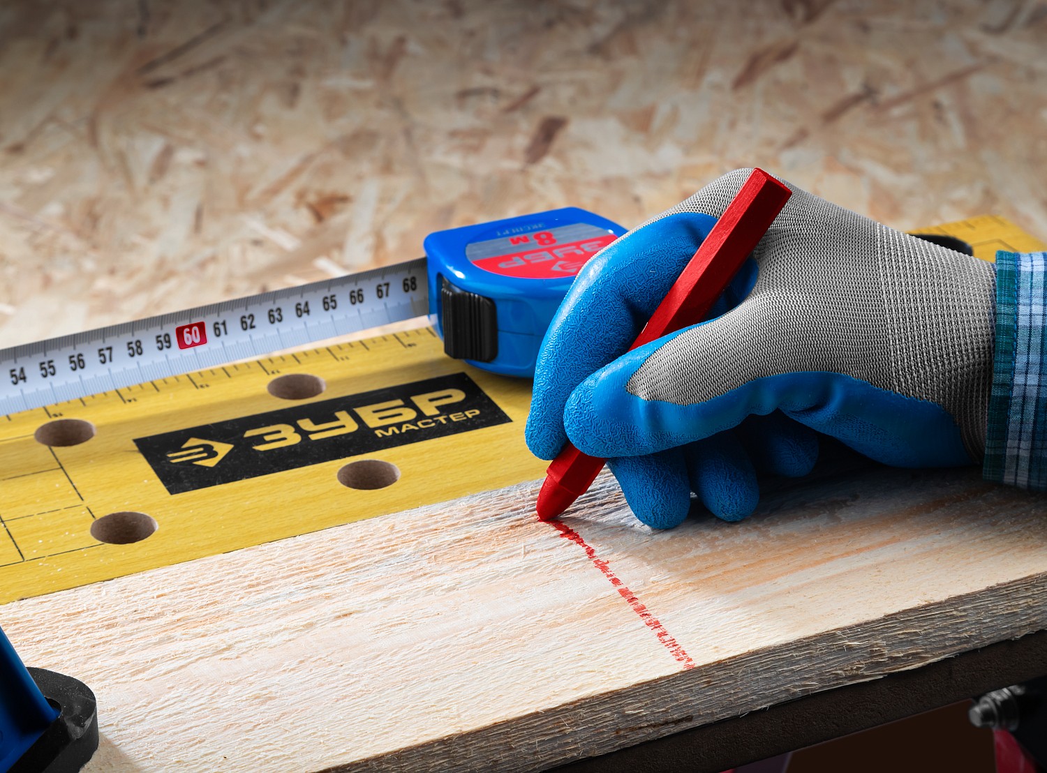 ЗУБР красные, 6 шт, разметочные восковые мелки (06330-3)