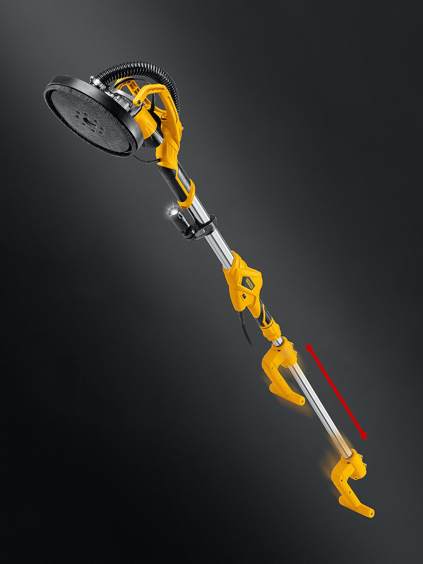 STEHER d225 мм, 800 Вт, сменные основания, подсветка, шлифовальная машина для стен (жираф) (DWC-800)