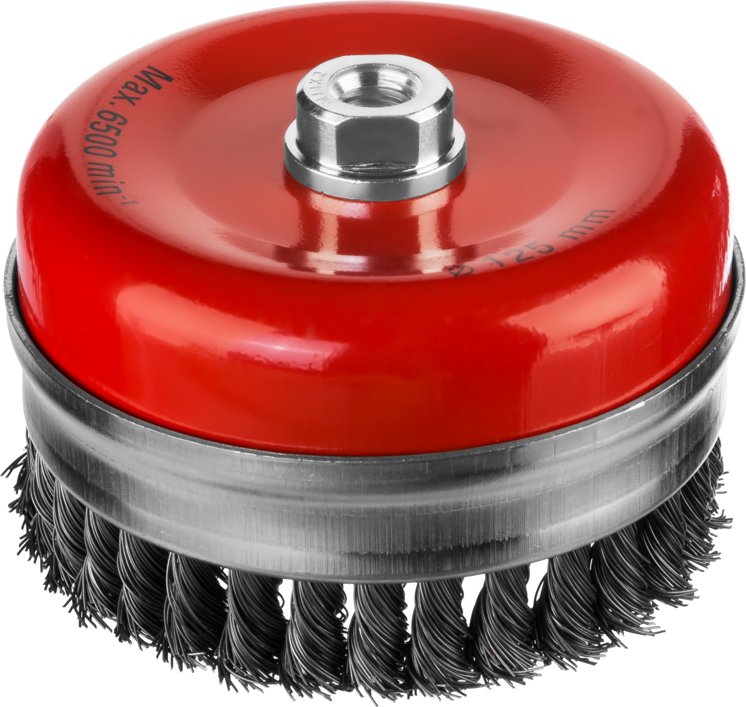 MIRAX 125 мм, жгутированная стальная проволока 0.5 мм,чашечная щетка-крацовка для УШМ (35144-125)