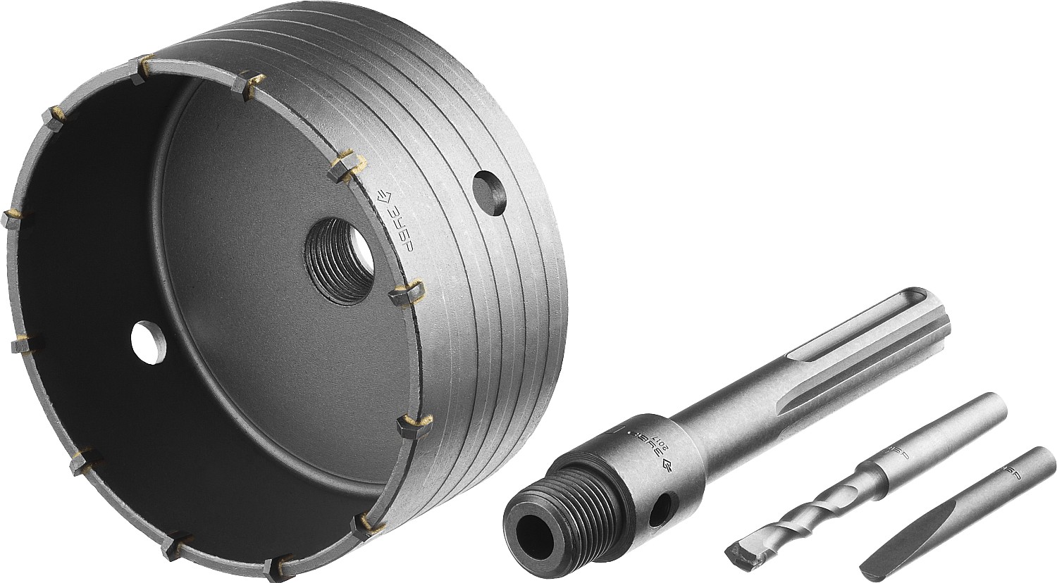 ЗУБР 125 мм, SDS - max, 12Т, коронка по бетону с державкой, Профессионал (2918-125)