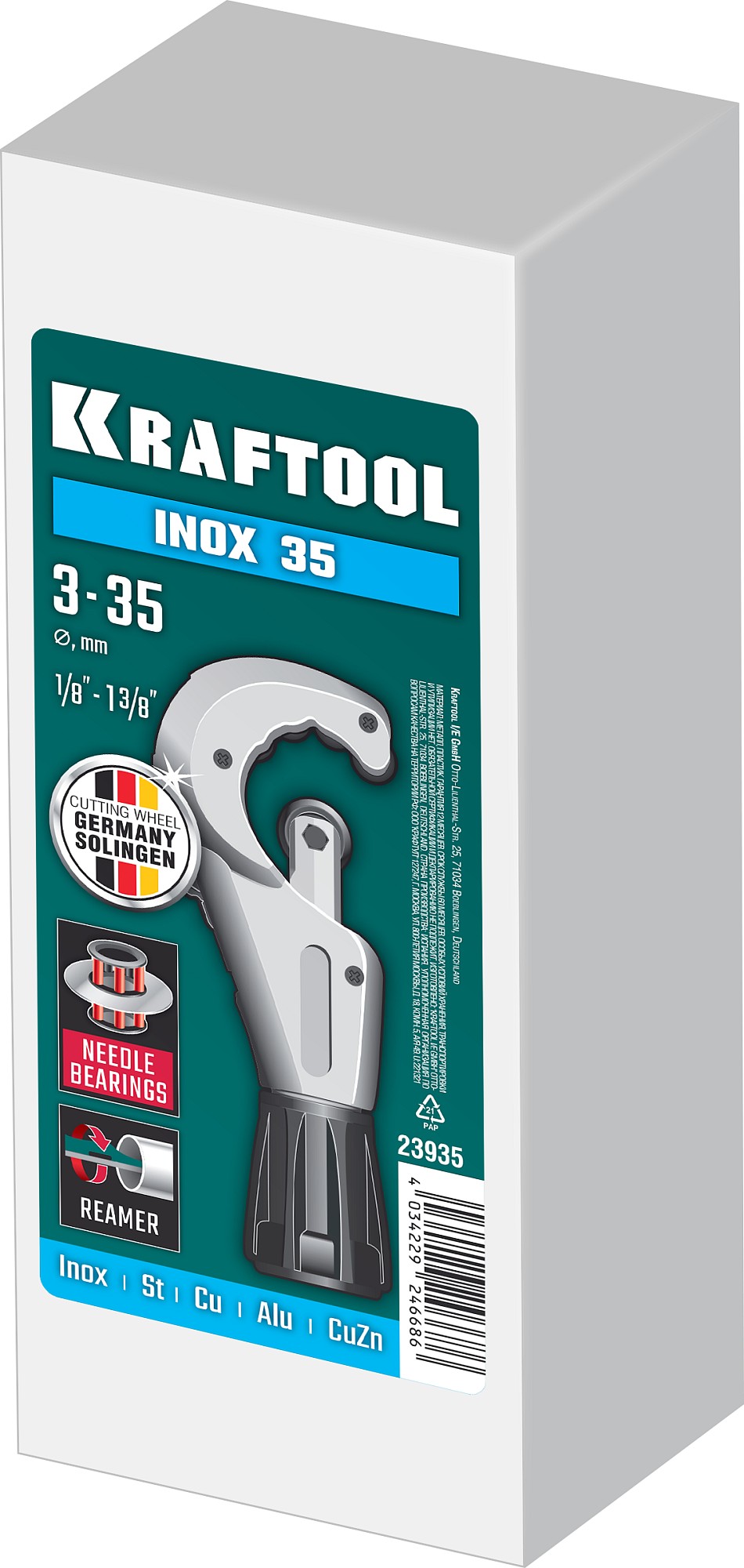 KRAFTOOL INOX-35, 3-35 мм, на подшипниках, труборез для нержавеющей стали (23935)