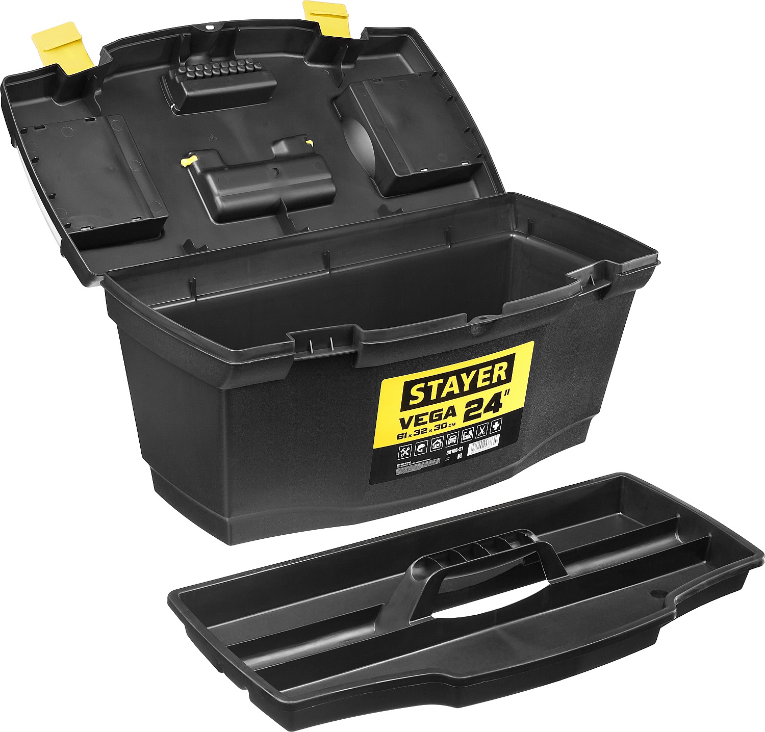 STAYER VEGA-24, 610 х 320 х 300 мм, (24″), пластиковый ящик для инструментов (38105-21)