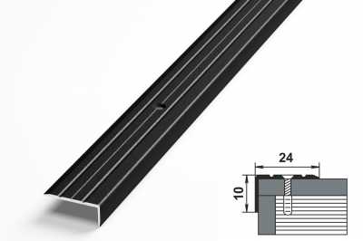 Пороги алюминиевые ПУ-01 24x10 мм, окрашенные в черный