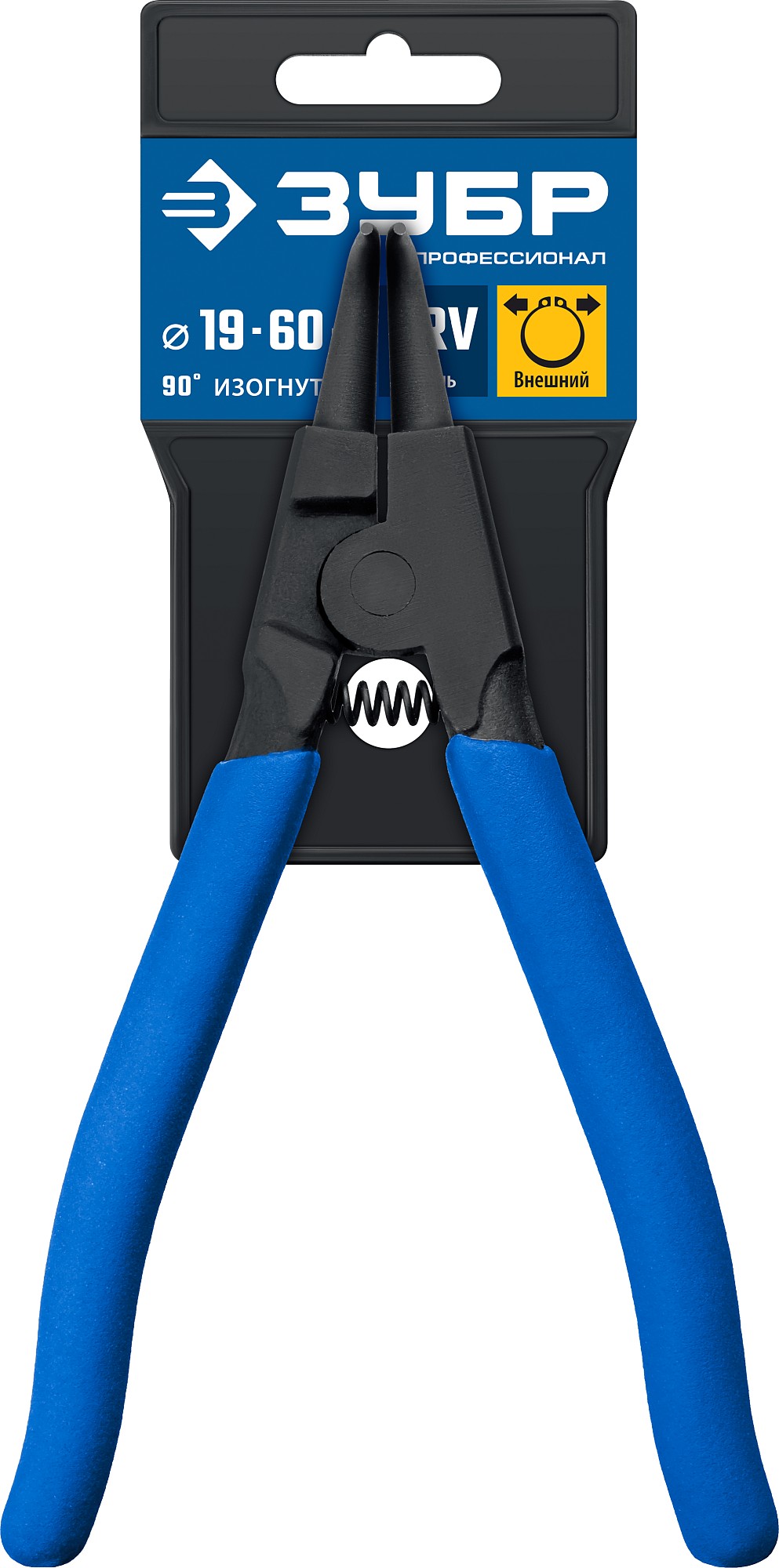 ЗУБР 170 мм, изогнутые губки, внешний съемник стопорных колец, Профессионал (22821-4)