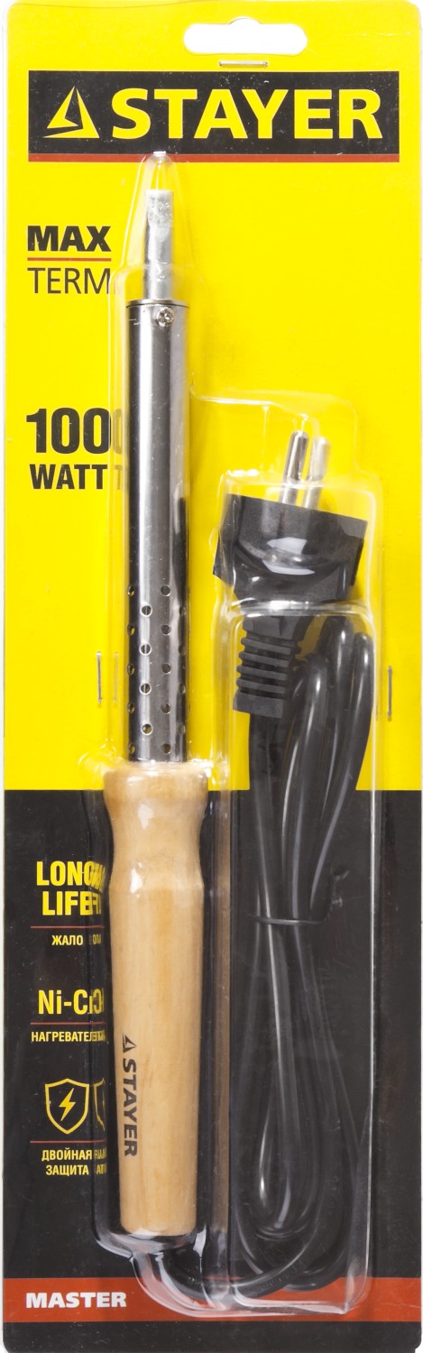 STAYER MAXTerm, 100 Вт, клин, электропаяльник с деревянной рукояткой (55310-100)