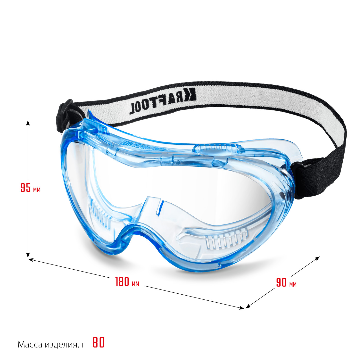 KRAFTOOL PANORAMA защитные очки закрытые, прозрачные, защита от царапин и запотевания, UV 380, оптический класс 1 (11008)