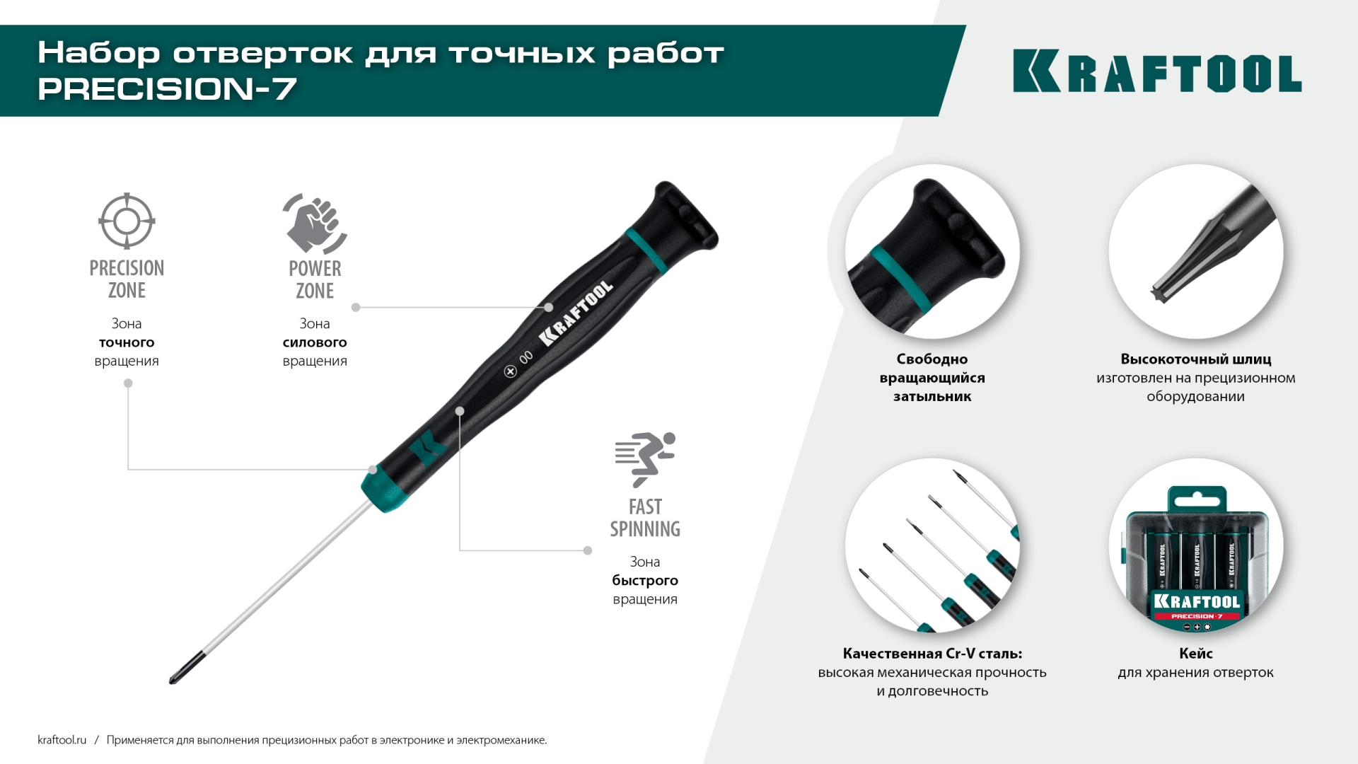 KRAFTOOL Precision 7, 7 предм., Набор отверток (25686)