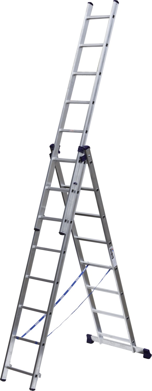 СИБИН 8 ступеней, со стабилизатором, алюминиевая, трехсекционная лестница (38833-08)
