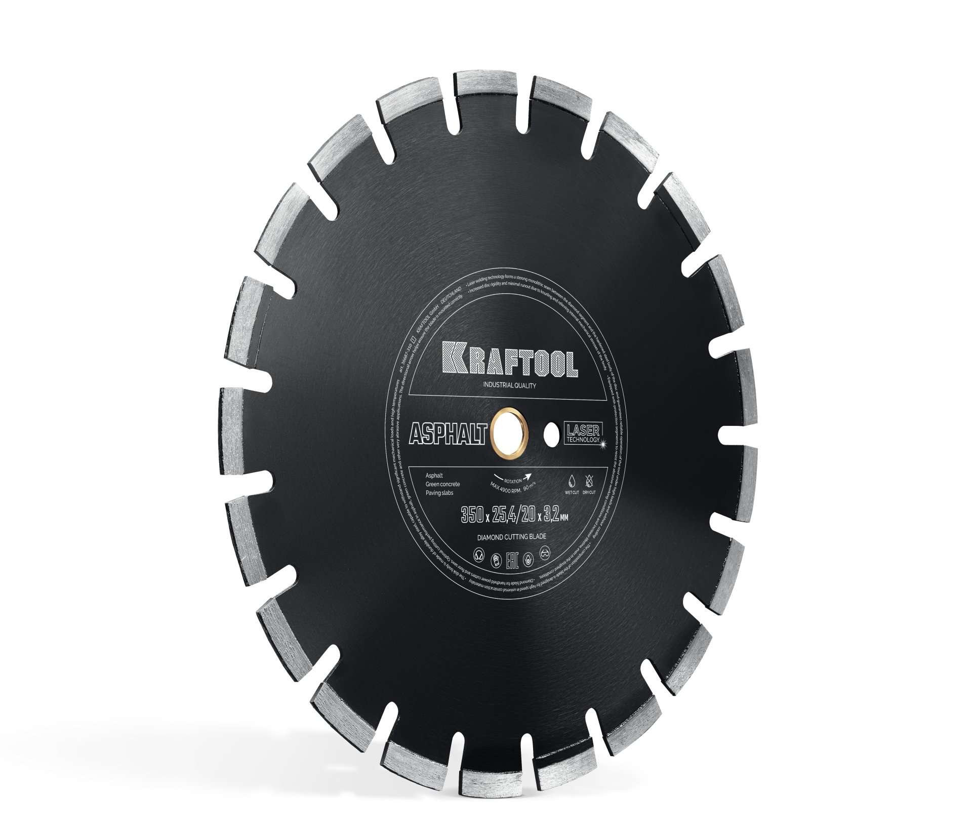 KRAFTOOL ASPHALT 350 мм (25.4/20 мм, 12х3.2 мм), алмазный диск (36687-350)