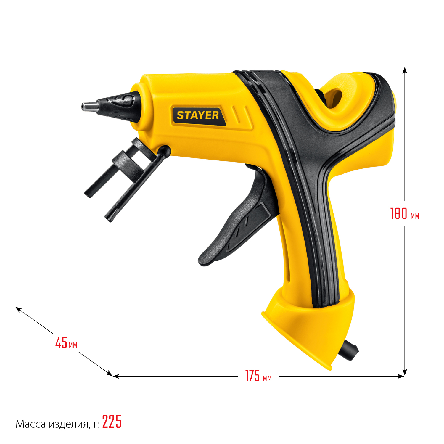 STAYER PRO 11, d 11 мм, 18 г/мин, электрический, пистолет термоклеевой, Professional (0681-20)