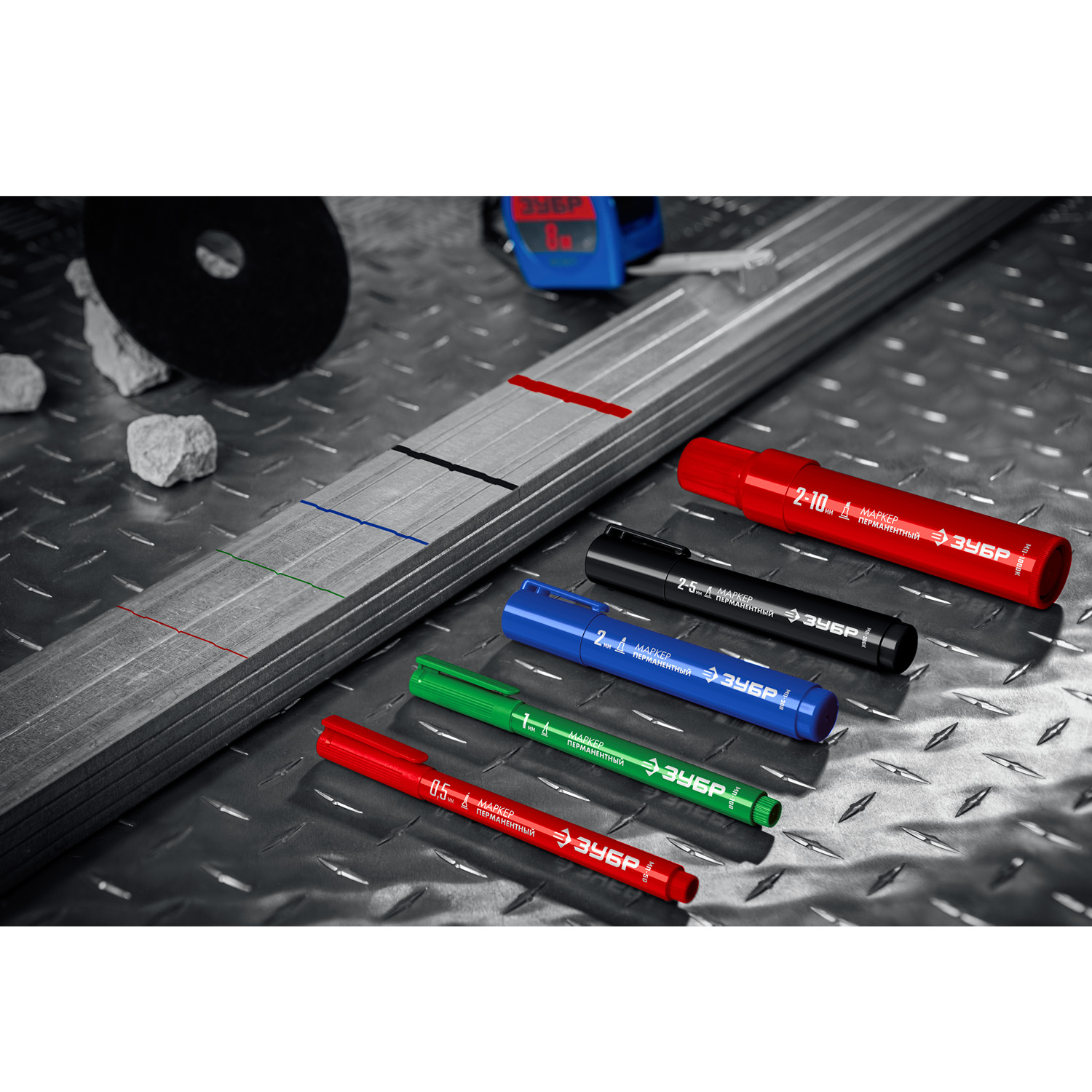 ЗУБР МП-1000К синий, 2-10 мм, клиновидный перманентный маркер (06333-7)