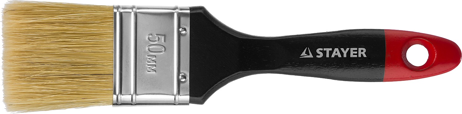 STAYER Universal, 50 мм, 2″, светлая, натуральная щетина, деревянная ручка, все виды ЛКМ, плоская кисть, Professional (0104-050)