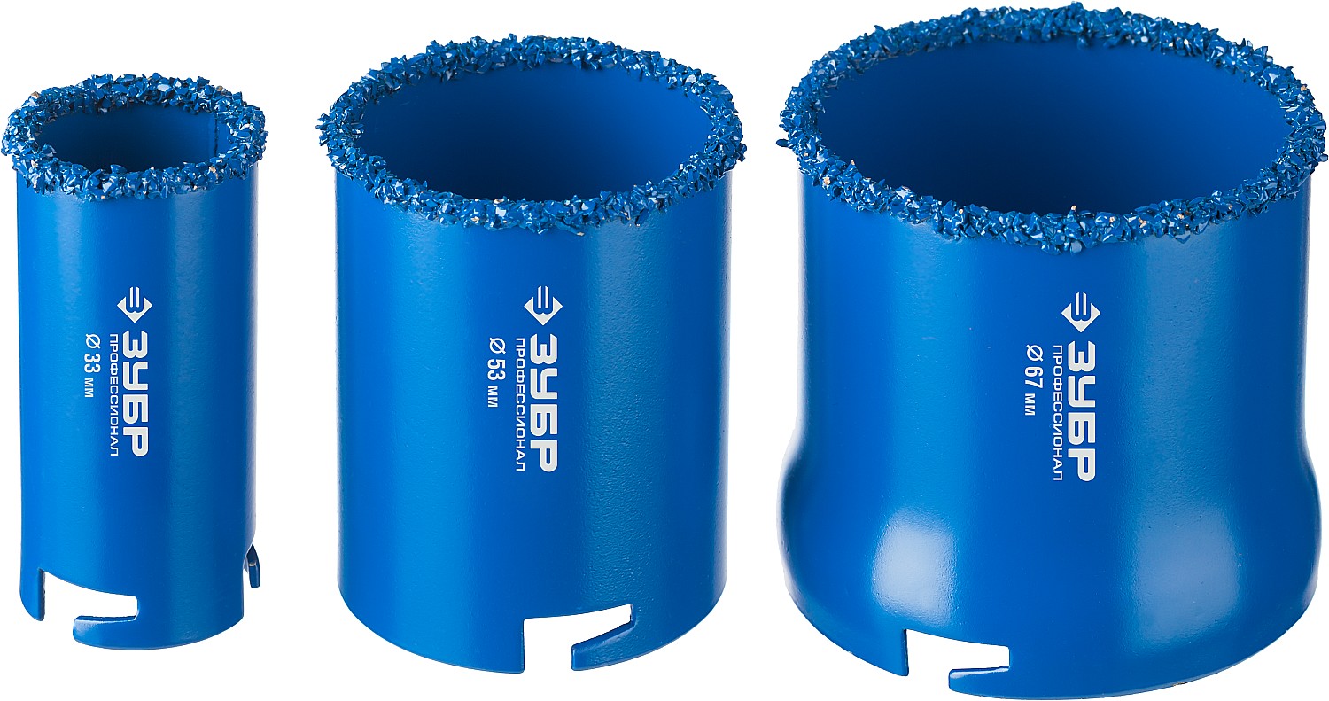 ЗУБР 5 шт, d 33, 53, 67 мм, карбид вольфрама, набор кольцевых коронок, Профессионал (33350-H5)