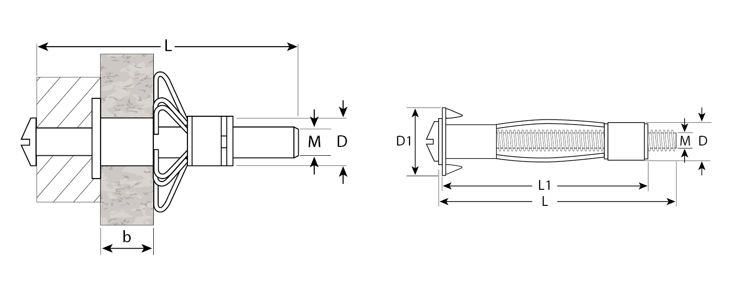 ЗУБР МОЛЛИ, М4 х 21 х 5 мм, 300 шт, анкер для пустотелых конструкций (4-302472-04-020)