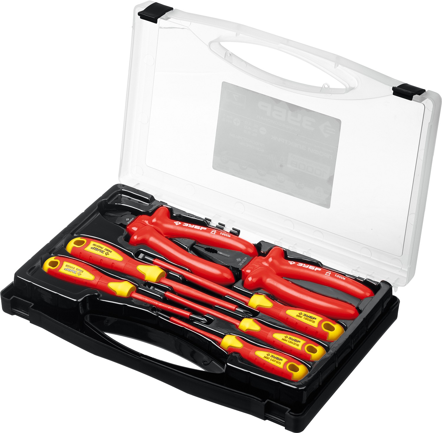 ЗУБР 7 предм., набор диэлектрического губцевого инструмента, Профессионал (2214-H7)