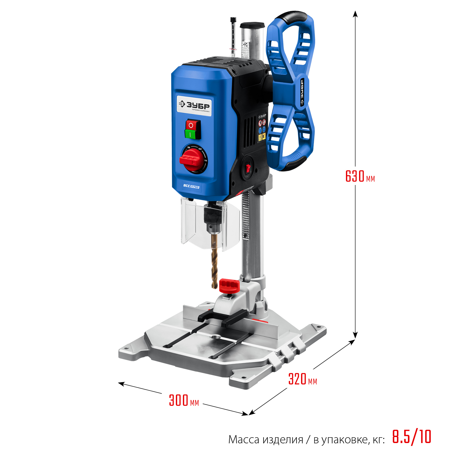 ЗУБР 750 Вт, 13 мм, вертикально - сверлильный станок, Профессионал (ВСС-П750)