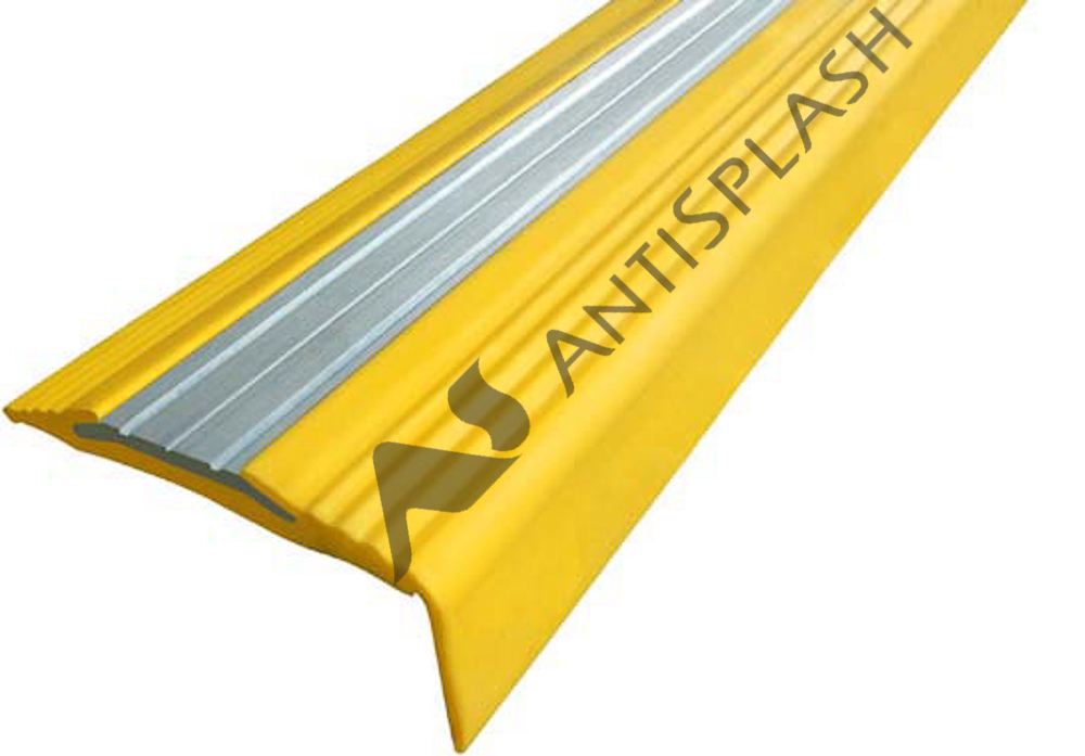 Резиновый профиль с алюминиевой вставкой «NoSlip», угол, 2,7 м желтый