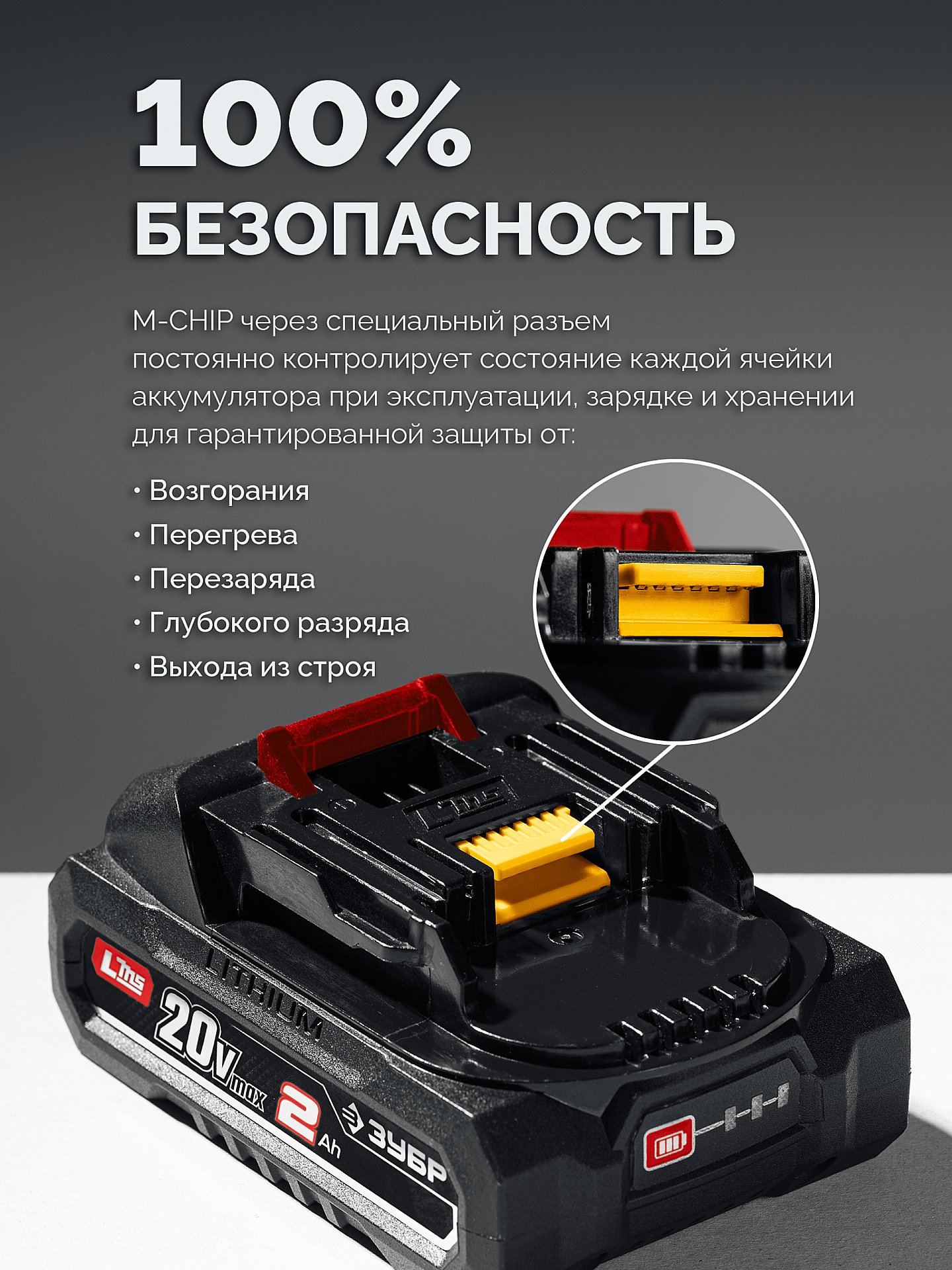 ЗУБР 20 В, 40 Н·м, 2 АКБ LMS (2 А·ч), ударная дрель-шуруповерт, сумка (ДШУ-40-22)