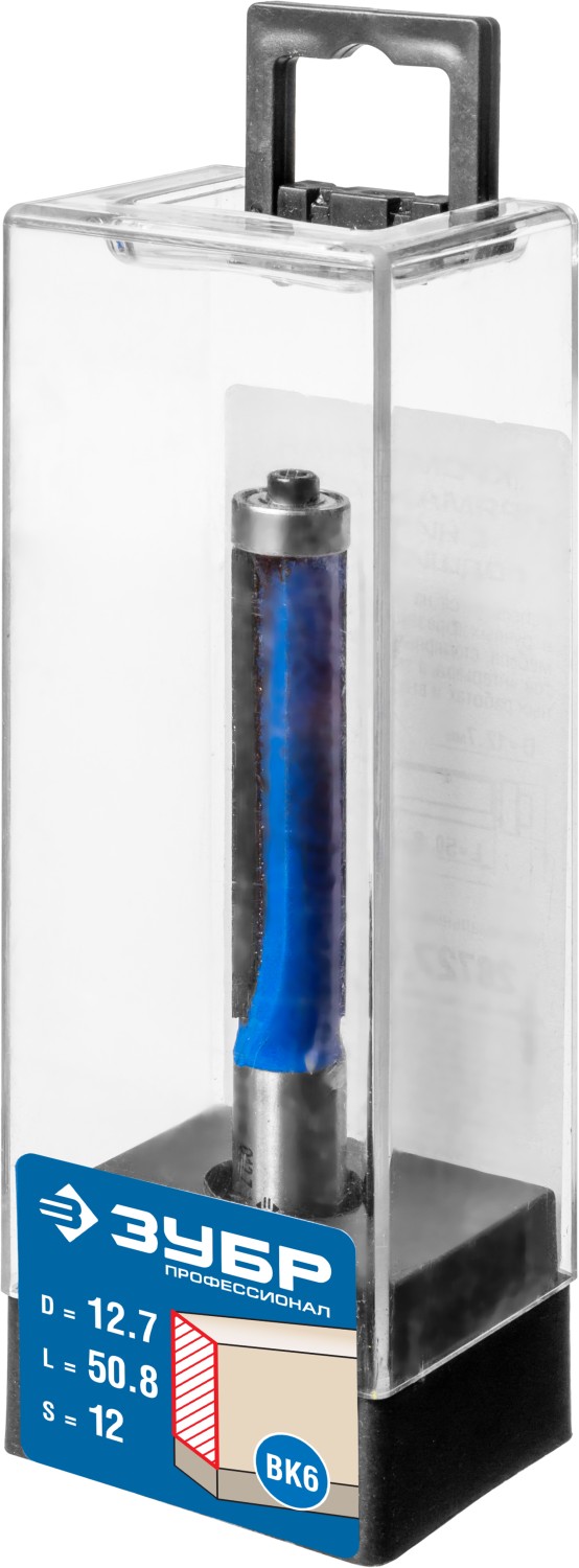 ЗУБР 12.7 x 50.8м. хвостовик 12 мм, фреза кромочная с нижним подшипником, Профессионал (28727-12.7-50.8)