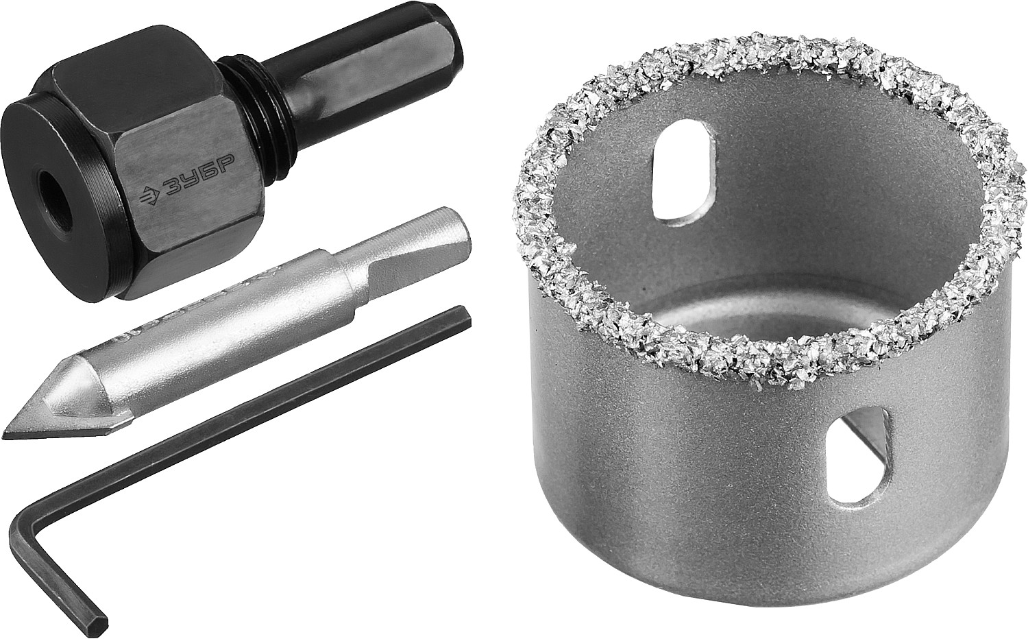 ЗУБР 38 мм, L 25 мм, карбид вольфрама, коронка-чашка с державкой и сверлом, Профессионал (33360-038)