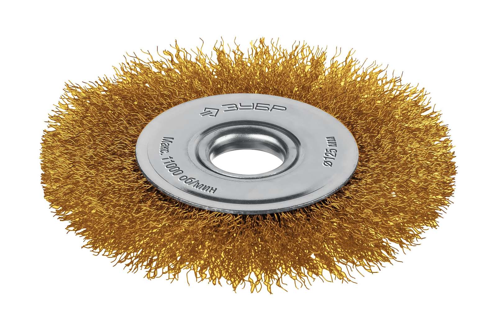ЗУБР 125х22 мм щетка дисковая для УШМ, витая стальная латунированная проволока 0.3 мм, посад. 22 мм (35171-125)