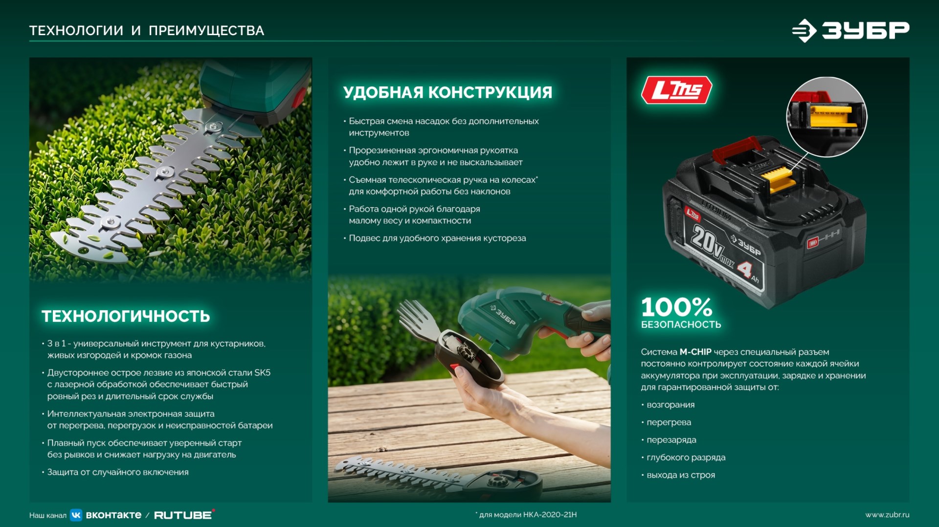 ЗУБР 20 В, 200 мм, без АКБ (LMS), ножницы-кусторез аккумуляторные (НКА-2020)