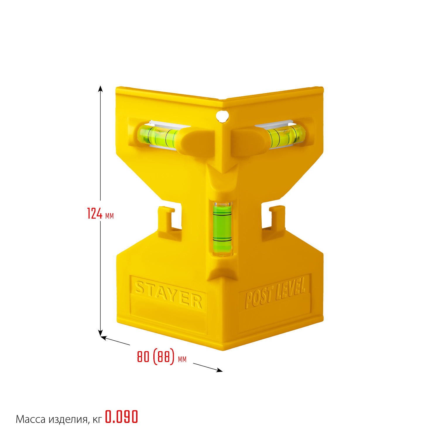 STAYER POST LEVEL, магнитный уровень-угольник (3456)