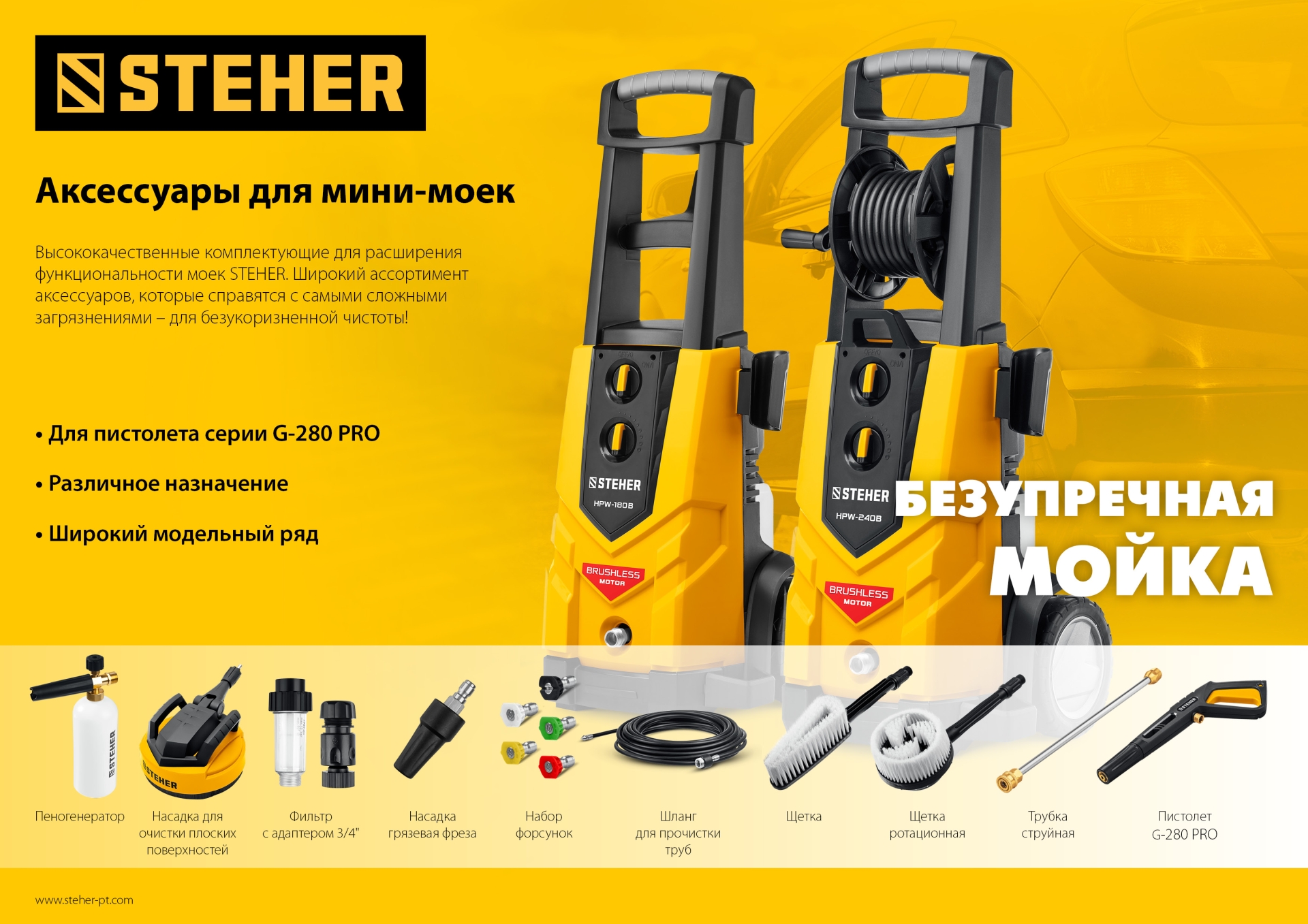STEHER для пистолета G-280 PRO, пеногенератор для минимоек (75401-280)
