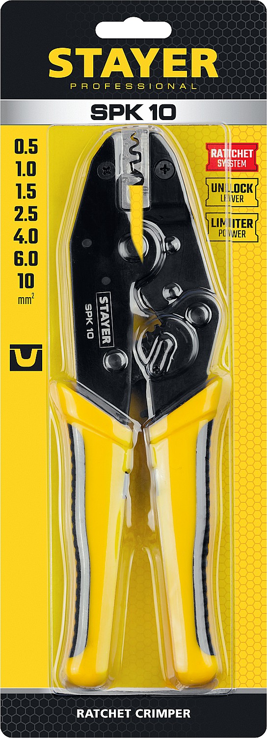STAYER SPK-10, 0.5 - 10 мм2, пресс-клещи для медных наконечников, Professional (45440)