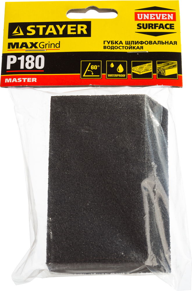 STAYER P180, 100 x 68 x 42 x 26 мм, водостойкая, четырехсторонняя угловая шлифовальная губка (3561-180)