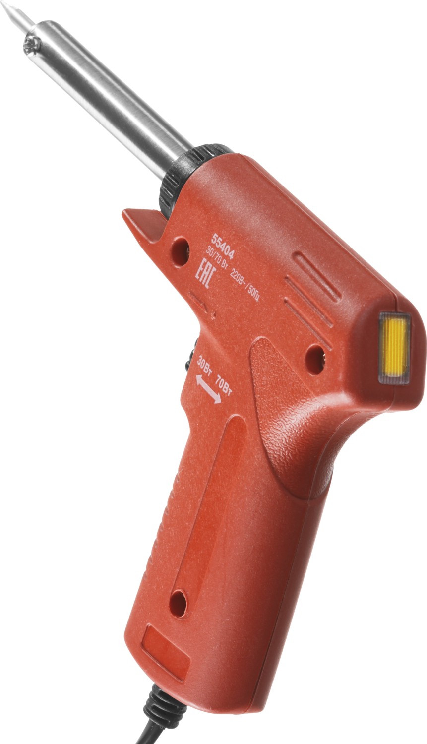 ЗУБР 30 Вт + 70 Вт, конус, электропаяльник с пистолетной рукояткой (55404)
