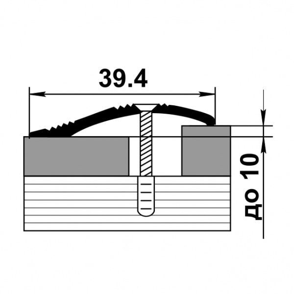 Профиль алюминиевый  ПР-02 39,4x2700 мм, дуб арктик