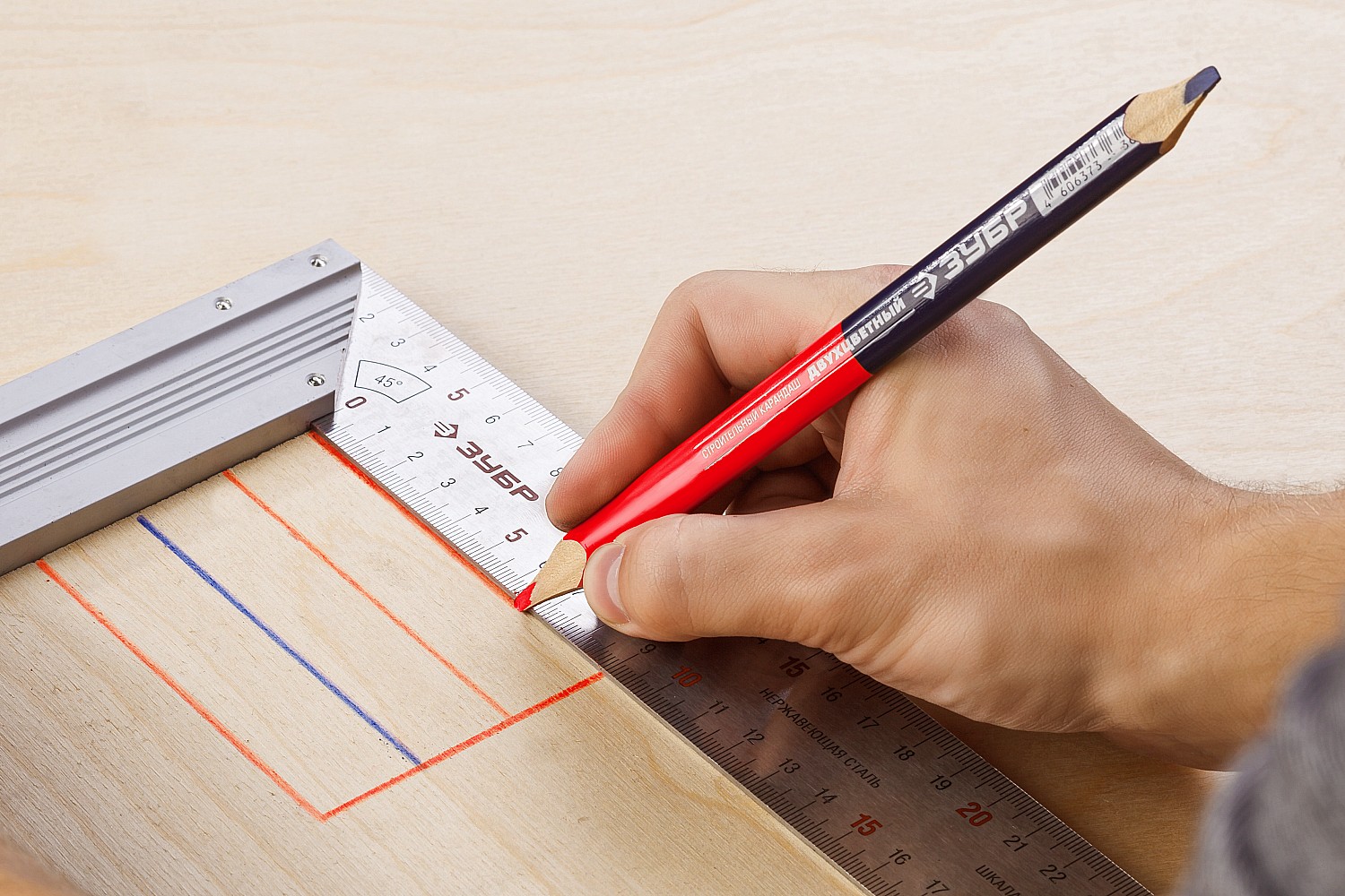 ЗУБР КС-2 180 мм, HB, двухцветный строительный карандаш (06310)
