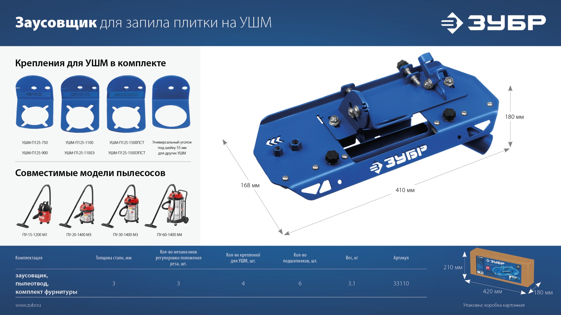 ЗУБР заусовщик для плитки 45° под УШМ (33110)