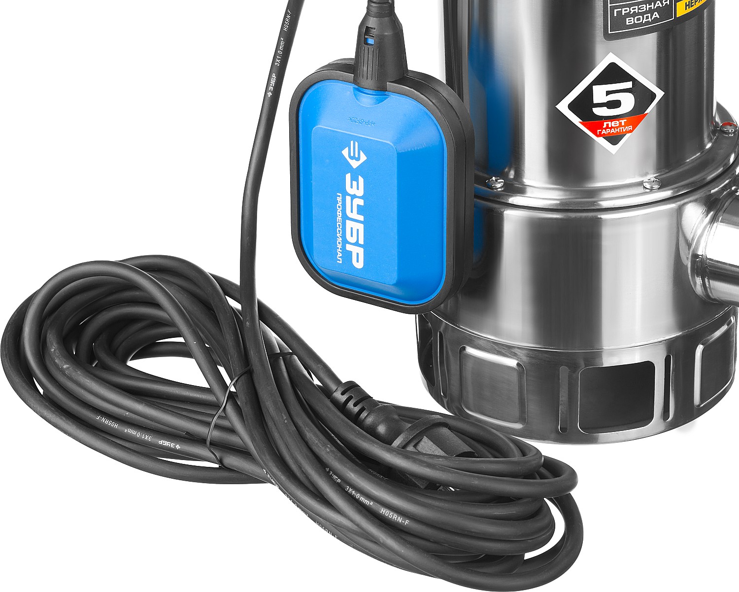 ЗУБР 1100 Вт, дренажный насос для грязной воды, корпус - нерж. сталь, Профессионал (НПГ-Т3-1100-С)