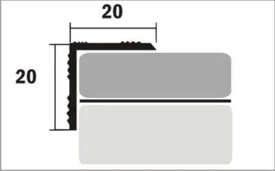 Пороги алюминиевые угловые Д-5 20х20мм 2700мм Без покрытия