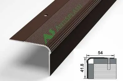Пороги алюминиевые ПУ-02 54x41,8 мм, окрашенные в шоколад