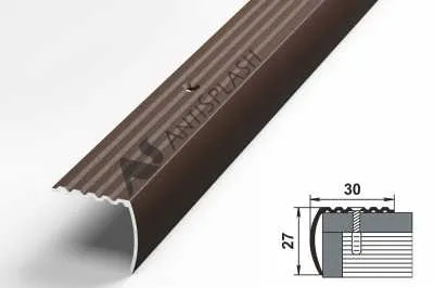 Пороги алюминиевые ПУ-04 30x27 мм, окрашенные в шоколад
